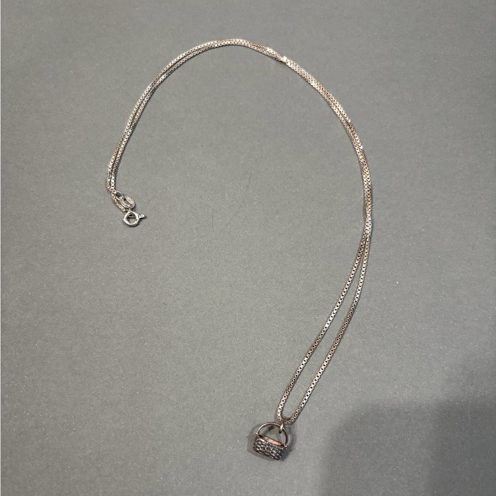 Longaberger Sterling Silver Necklace with Basket Pendant